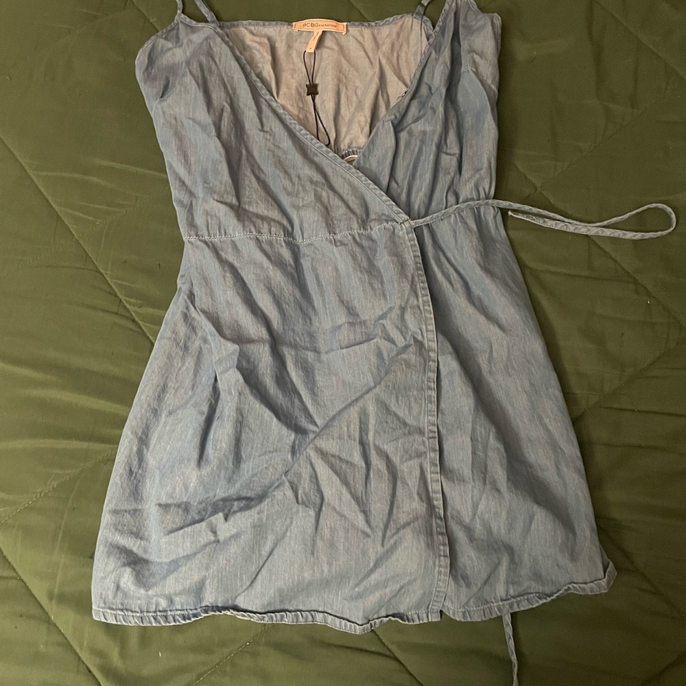 BCBGeneration Pale Blue Chambray Wrap Dress